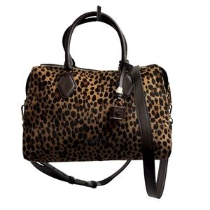 KATE SPADE Zipcode Leopard Medium Satchel Print Leather Satchel